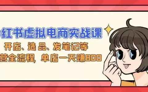 (13110期)小红书虚拟电商实战课:开店、选品、发笔记等运营全流程,单店一天赚800