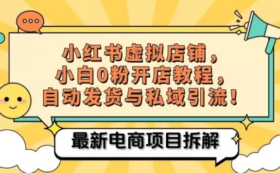 小红书电商，小白虚拟类目店铺教程，被动收益+私域引流
