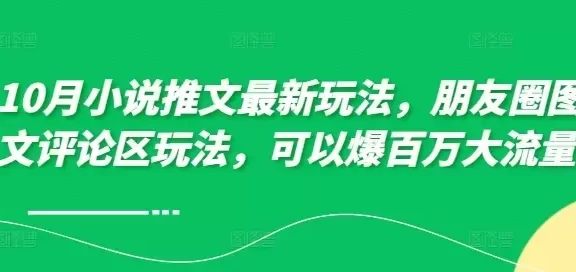 10月小说推文最新玩法,朋友圈图文评论区玩法,可以爆百万大流量
