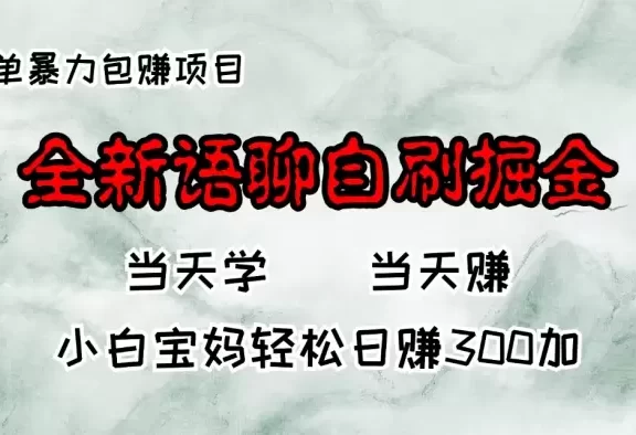 (13085期)全新语聊自刷掘金项目,当天见收益,小白宝妈每日轻松包赚300+