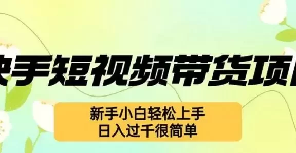 (12957期)快手短视频带货项目,最新玩法 新手小白轻松上手,日入过千很简单