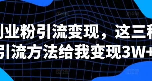 创业粉引流变现,这三种引流方法给我变现3W+