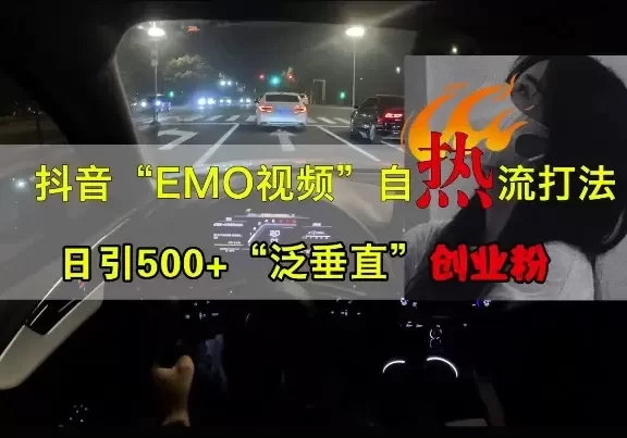 抖音EMO视频自热打法,日引500+“泛垂直”创业粉