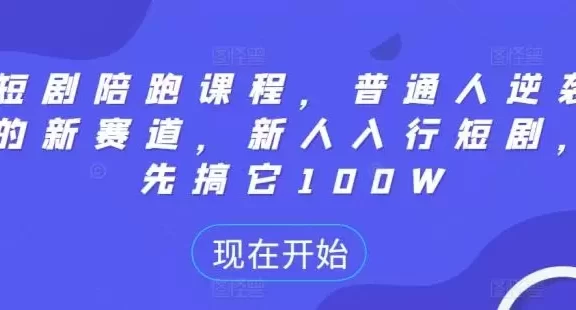 短剧陪跑课程,普通人逆袭的新赛道,新人入行短剧,先搞它100W