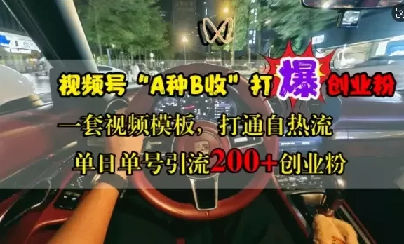 视频号“A种B收”打爆创业粉,一套视频模板打通自热流,单日单号引流200+创业粉