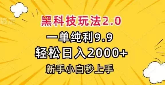 (13099期)黑科技玩法2.0,一单9.9,轻松日入2000+,新手小白秒上手