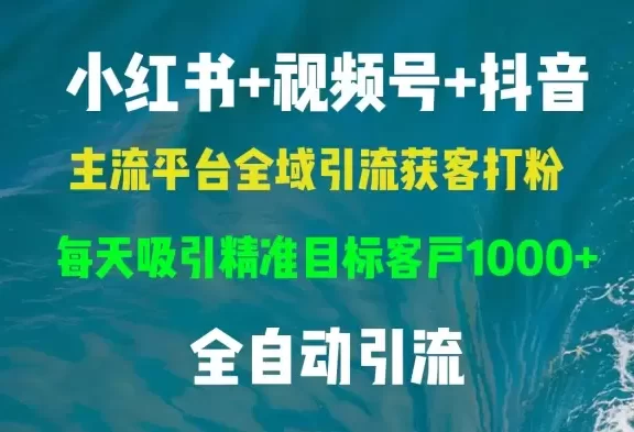 (13104期)小红书,视频号,抖音主流平台全域引流获客打粉,每天吸引精准目标客户…