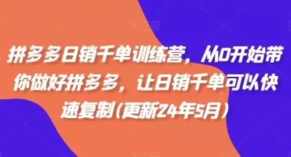 拼多多日销千单训练营，从0开始带你做好拼多多，让日销千单可以快速复制(更新24年10月)