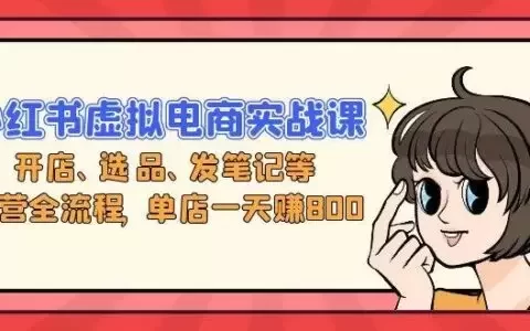 （13110期）小红书虚拟电商实战课：开店、选品、发笔记等运营全流程，单店一天赚800