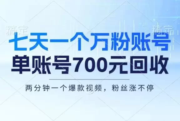 (13062期)七天一个万粉账号,新手小白秒上手,单账号回收700元,轻松月入三万+