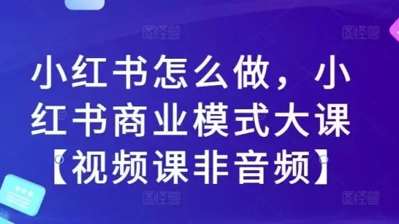 小红书怎么做,小红书商业模式大课【视频课非音频】