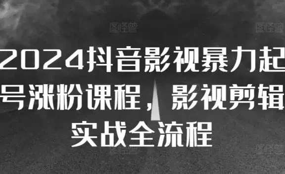 2024抖音影视暴力起号涨粉课程,影视剪辑搬运实战全流程